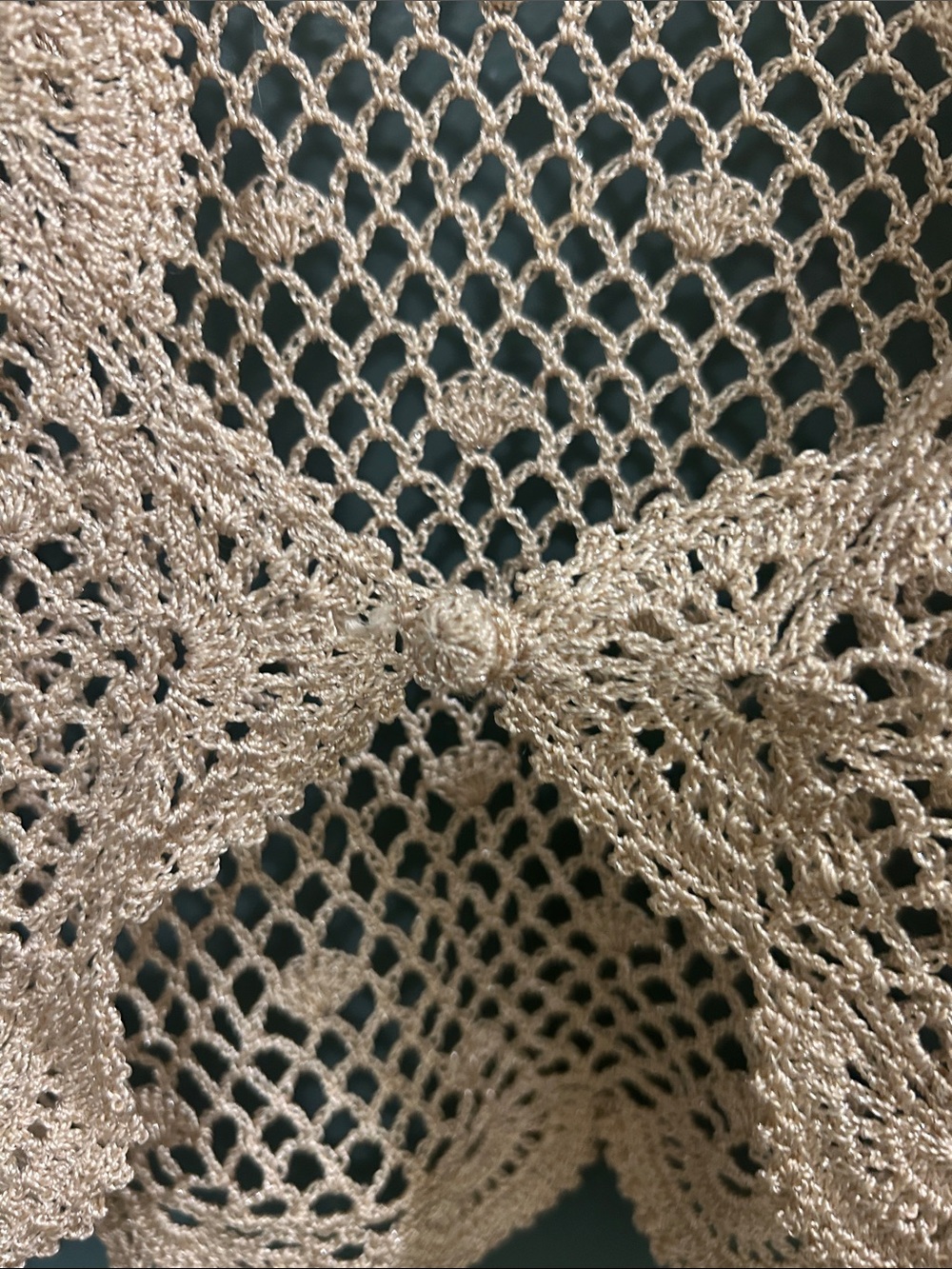 DEBUT gold crochet openwork shrug cardigan Size Small NEW NO TAG - Picture 3 of 16